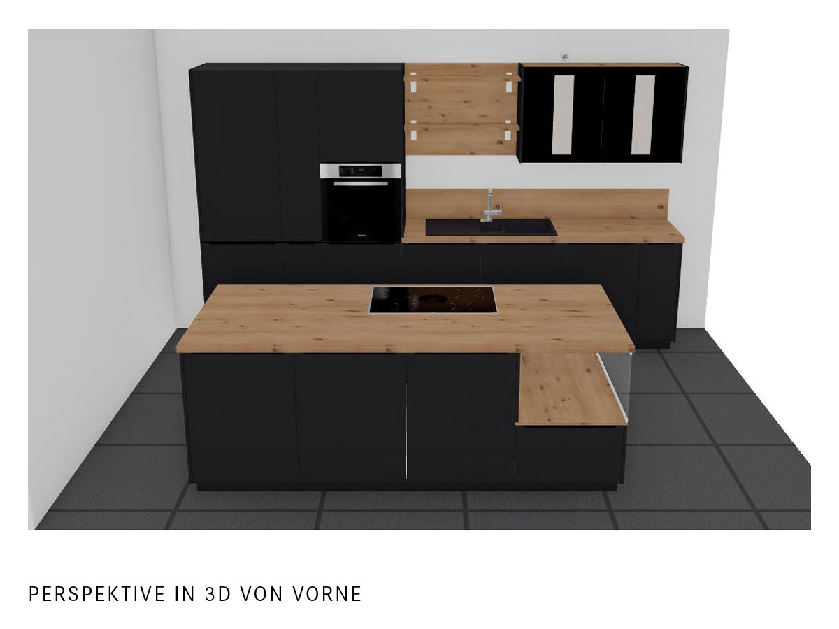 Nobilia Einbau-Küche mit Kochinsel und Elektrogeräten - Musterküche KBK2