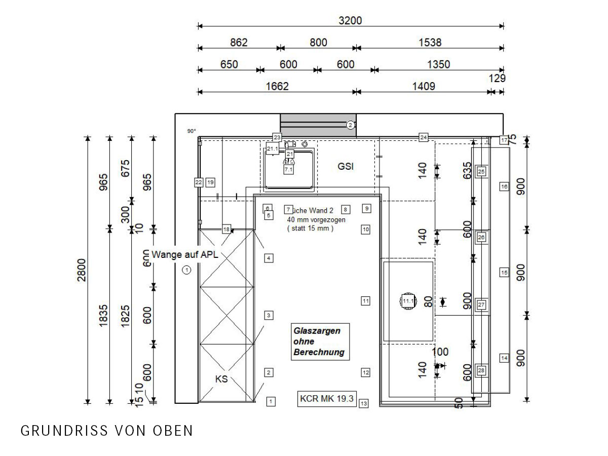 Nobilia Einbau-Küche U-Form in Weißbeton mit Theke & Elektrogeräten - Musterküche KCR19