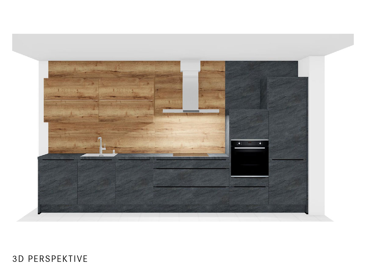 Nobilia moderne Einbau-Küchenzeile in Schiefergrau mit Elektrogeräten - Musterküche KCR23