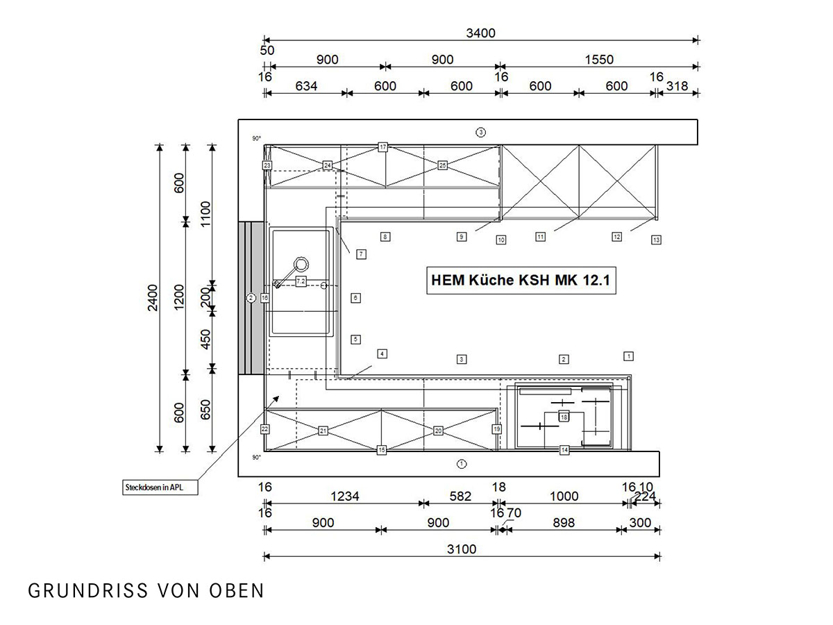 Nobilia Einbau-Küche in U-Form mit Elektrogeräten - Musterküche KSH12