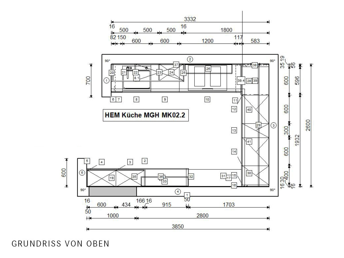 Häcker Einbau-Küche mit Regalwand & Elektrogeräten - Musterküche MGH2